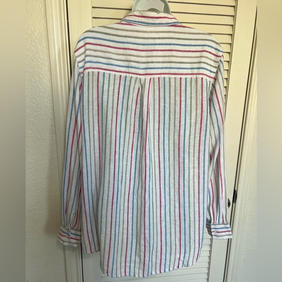 GAP Linen Blend Striped Button-Down Shirt Size M – Relaxed Fit Summer Essential - Picture 10 of 14